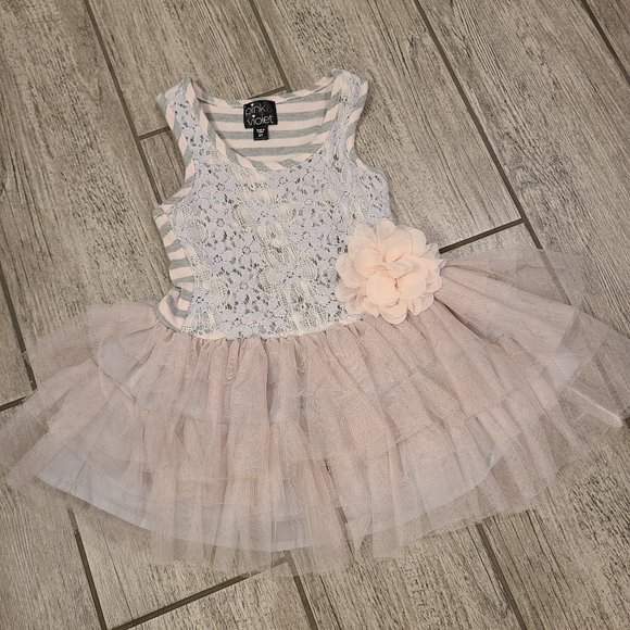 Pink & Violet Other - Pink & Violet toddler girl sleeveless formal dress blush pink & grey size 2T